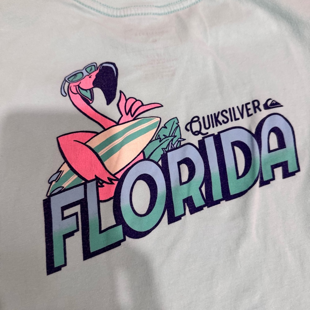 Boys Quiksilver Florida shirt S flamingo surfboard surfing FL youth kids surf